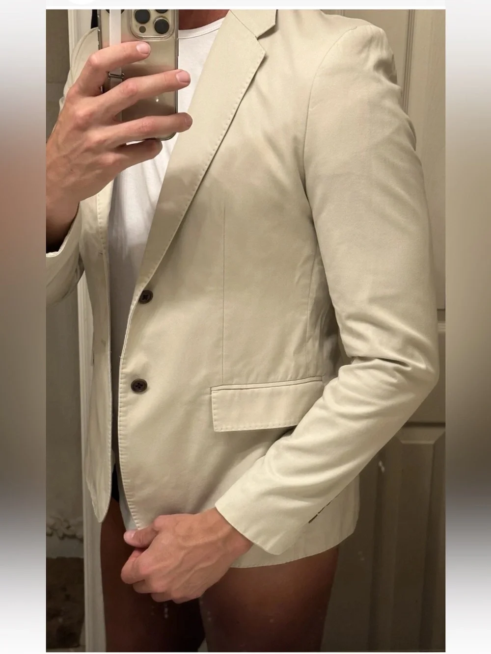 Shipley & Halmos Ivory Cotton Blazer Sport Coat Men’s 40 Tailored 2 Button